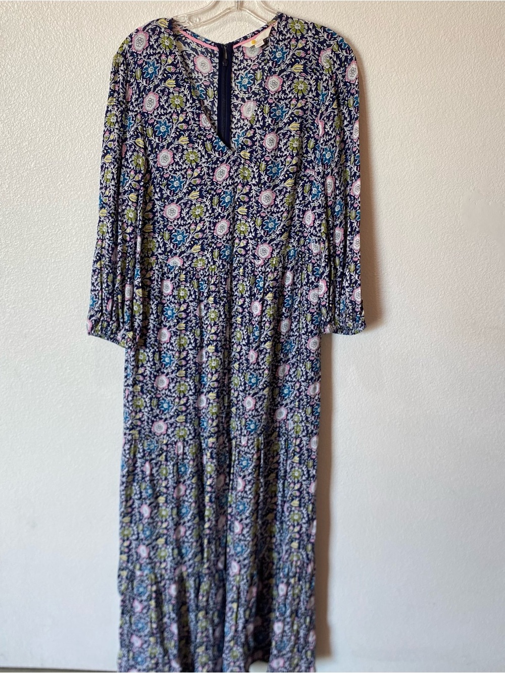 Boden Floral Garden Print Long Sleeve Maxi Dress Womens Size 6 Boho Cottage